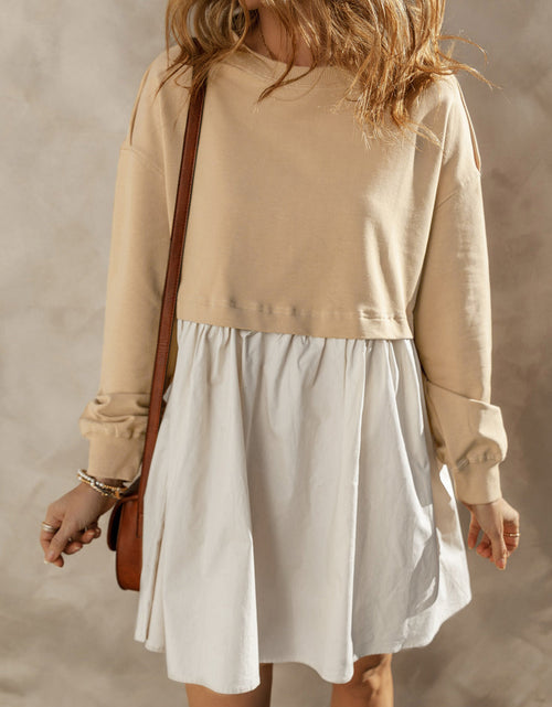 Load image into Gallery viewer, Round Neck Long Sleeve Mini Dress
