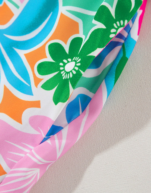 Load image into Gallery viewer, Printed Tie Waist Lantern Sleeve Mini Dress
