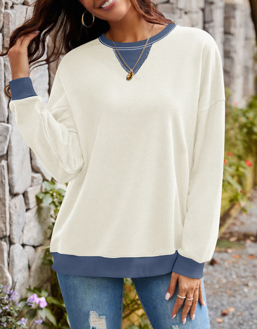 Load image into Gallery viewer, Lovelet Contrast Round Neck Long Sleeve Sweatshirt
