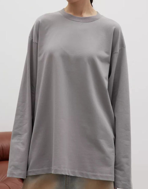 Load image into Gallery viewer, Round Neck Dropped Shoulder Long Sleeve T-Shirt
