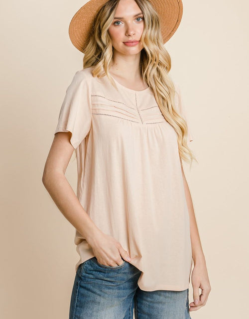 Load image into Gallery viewer, Cotton Bleu by Nu Label Eyelet Round Neck Short Sleeve T-Shirt
