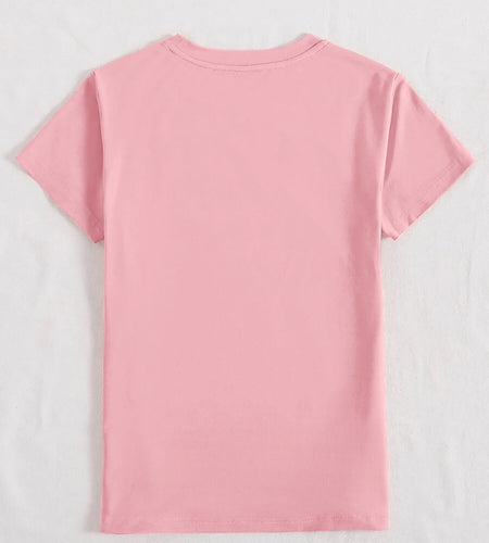Letter Graphic Round Neck Short Sleeve T-Shirt