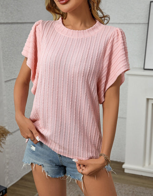 Load image into Gallery viewer, Textured Round Neck Short Sleeve Top
