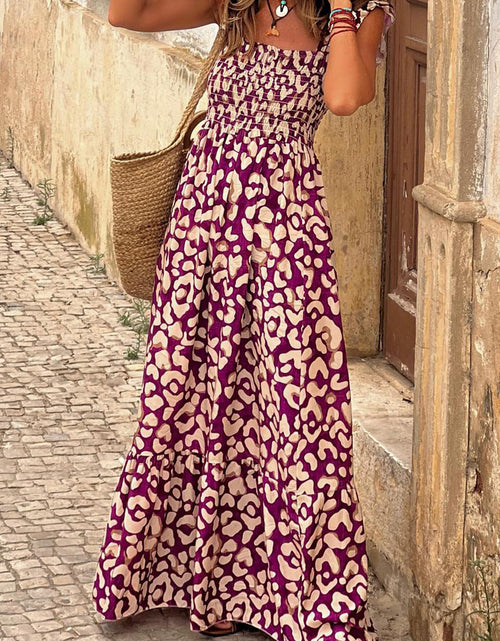 Load image into Gallery viewer, Ruffled Printed Wide Strap Dress

