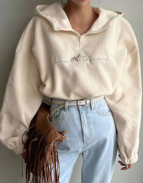 Load image into Gallery viewer, Mountain Quarter Zip Long Sleeve Hoodie
