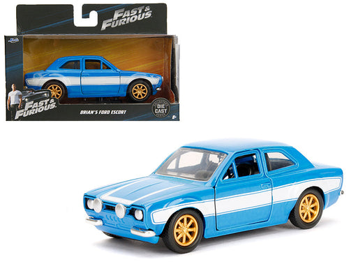Load image into Gallery viewer, Brian's Ford Escort Light Blue with White Stripes "Fast &amp; Furious" Movie 1/32 Diecast Model Car by Jada
