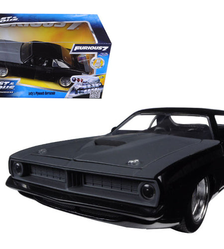 Letty's Plymouth Barracuda Matt Black "Fast & Furious 7" Movie 1/24 Diecast Model Car by Jada
