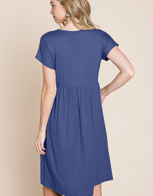 Load image into Gallery viewer, BOMBOM V-Neck Short Sleeve Dress
