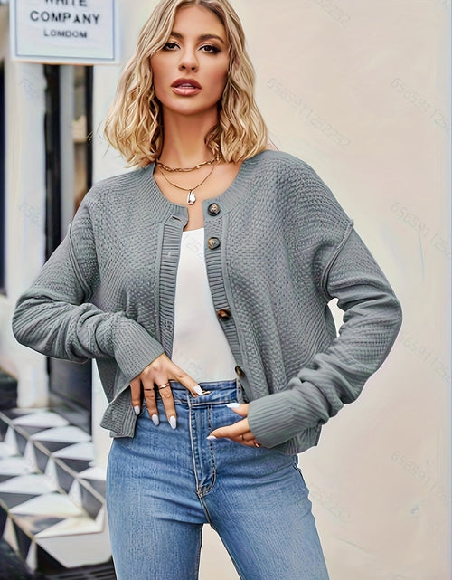 Load image into Gallery viewer, Button Up Dropped Shoulder Cardigan
