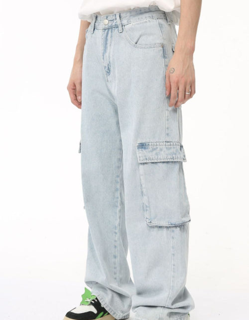 Load image into Gallery viewer, Men's Washed Straight Cargo Jeans
