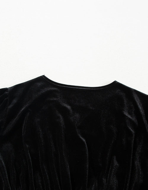 Load image into Gallery viewer, Surplice Long Sleeve Velvet Dress
