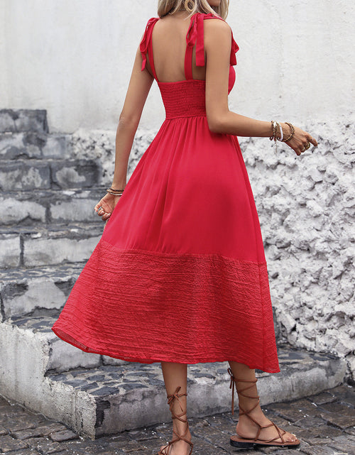 Load image into Gallery viewer, Perfee Tied Smocked Sleeveless Midi Dress
