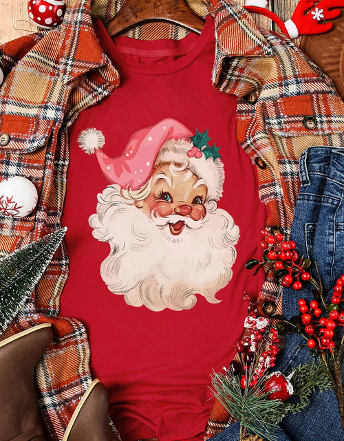 Load image into Gallery viewer, Santa Round Neck Short Sleeve T-Shirt
