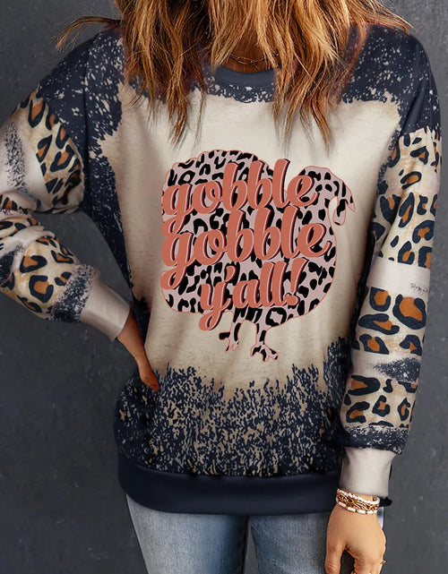 Load image into Gallery viewer, Leopard Round Neck Long Sleeve Sweatshirt
