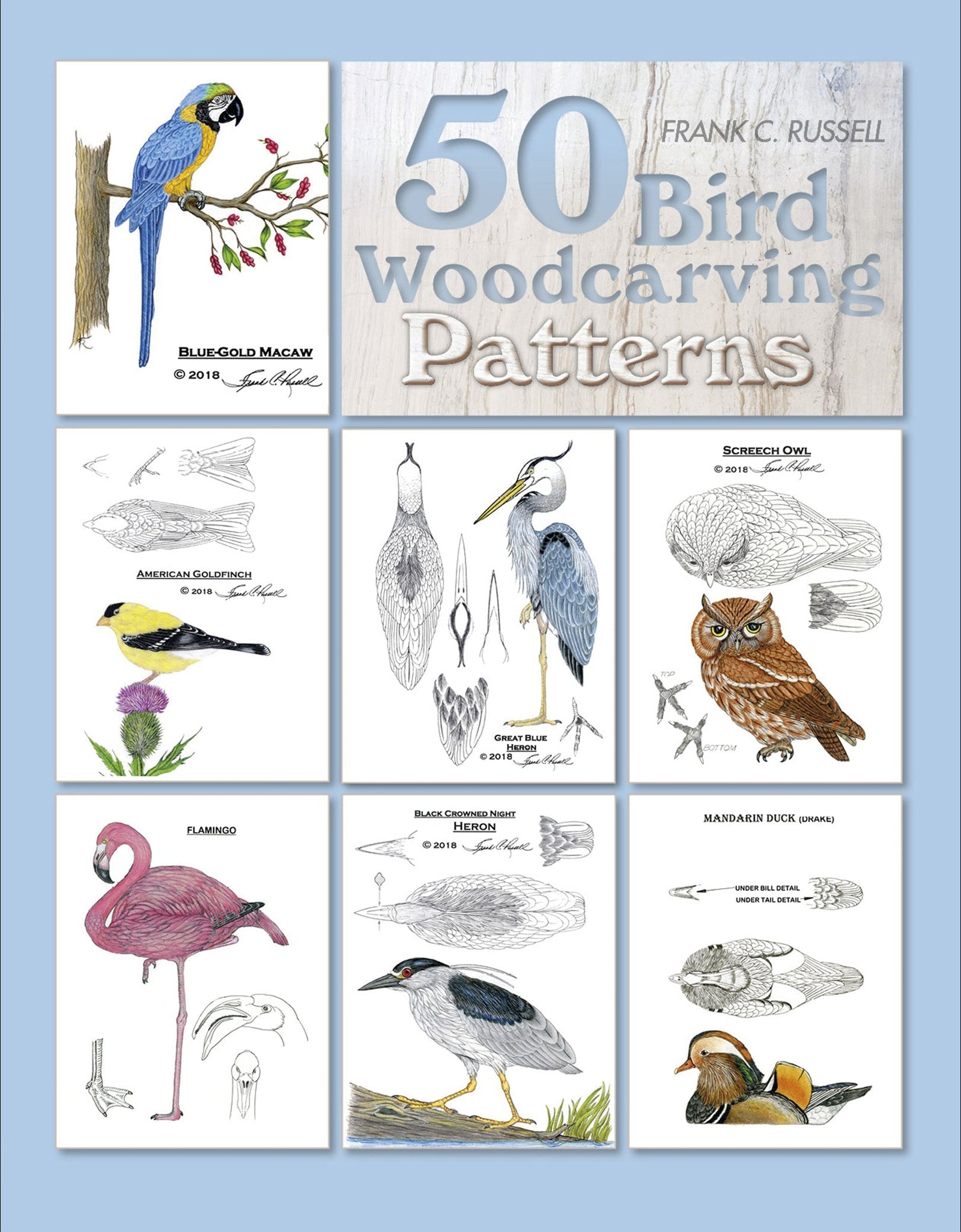 50 Bird Woodcarving Patterns by Schiffer Publishing