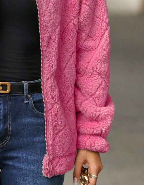 Load image into Gallery viewer, Fuzzy Pocketed Zip Up Jacket
