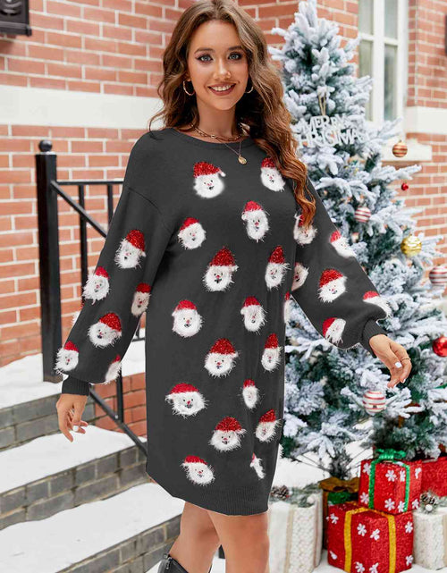 Load image into Gallery viewer, Round Neck Dropped Shoulder Sweater Dress
