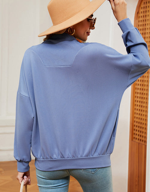 Load image into Gallery viewer, Half Zip Dropped Shoulder Sweatshirt
