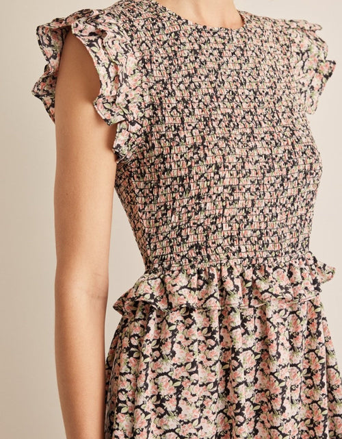 Load image into Gallery viewer, In February Floral Smocked Ruffled Midi Dress
