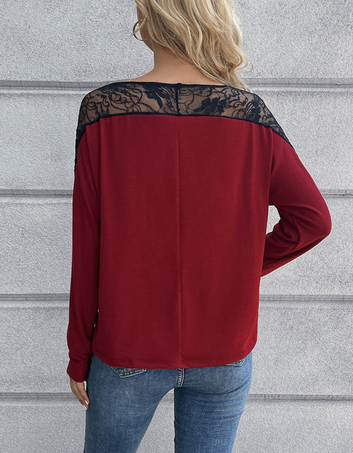 Load image into Gallery viewer, Ivy Lane Lace Long Sleeve Round Neck Tee
