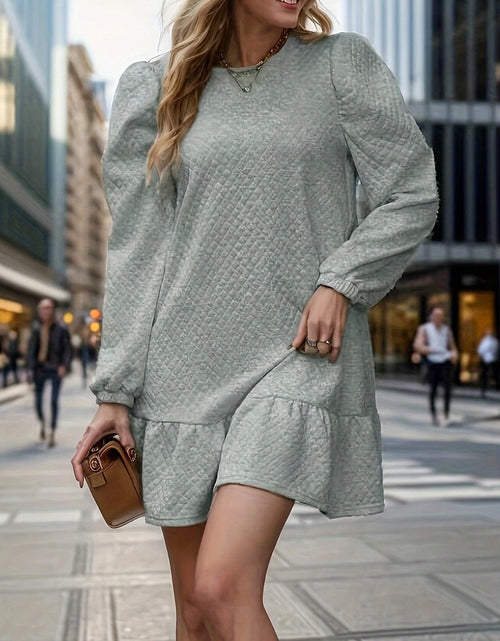 Load image into Gallery viewer, Round Neck Long Sleeve Mini Dress

