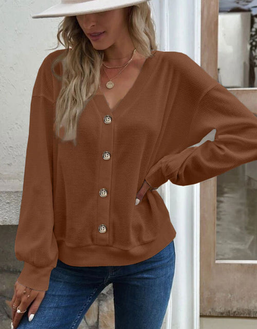 Load image into Gallery viewer, V-Neck Dropped Shoulder Blouse
