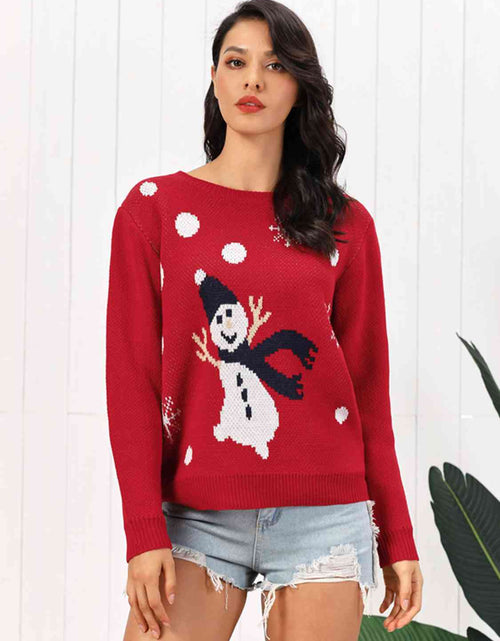 Load image into Gallery viewer, Snowman Round Neck Sweater
