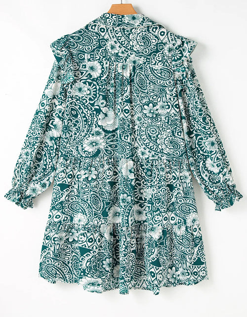 Load image into Gallery viewer, Plus Size Ruffled Printed Flounce Sleeve Dress
