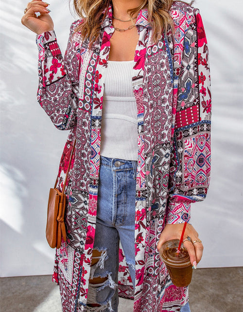 Load image into Gallery viewer, Printed Button Up Long Sleeve Cardigan
