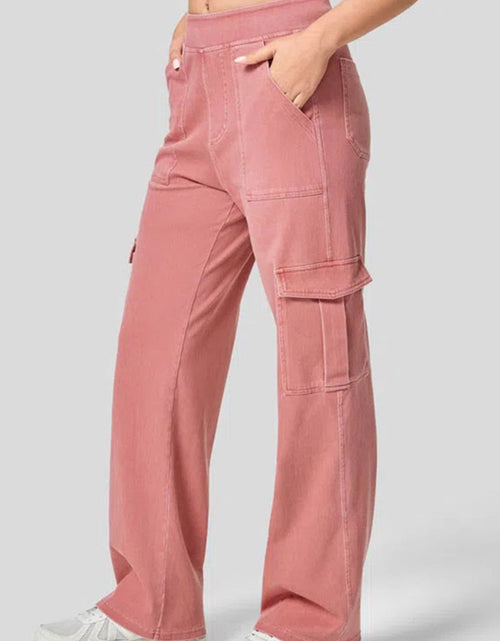 Load image into Gallery viewer, High Waist Straight Leg Cargo Jeans
