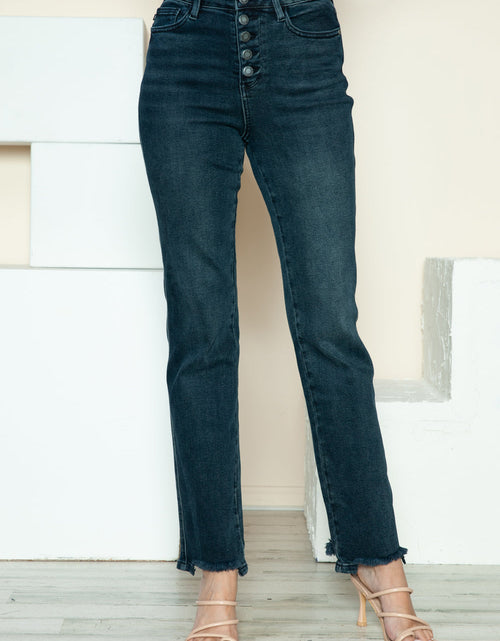 Load image into Gallery viewer, Judy Blue Full Size Button Fly Hem Destroy Straight Jeans
