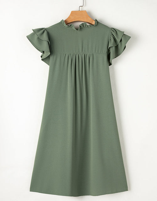 Load image into Gallery viewer, Ruffled V-Neck Cap Sleeve Mini Dress
