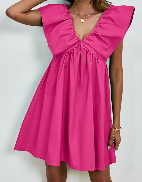 Load image into Gallery viewer, V-Neck Cap Sleeve Mini Dress
