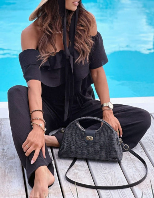 Load image into Gallery viewer, Ruffled Off  Shoulder Wide Leg Jumpsuit
