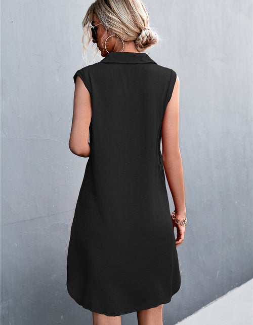 Load image into Gallery viewer, Buttoned Johnny Collar Sleeveless Dress
