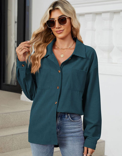 Load image into Gallery viewer, Button Up Dropped Shoulder Long Sleeve Outerwear
