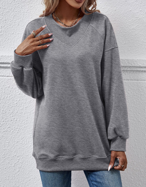 Load image into Gallery viewer, Round Neck Drop Shoulder Long Sleeve Sweatshirt
