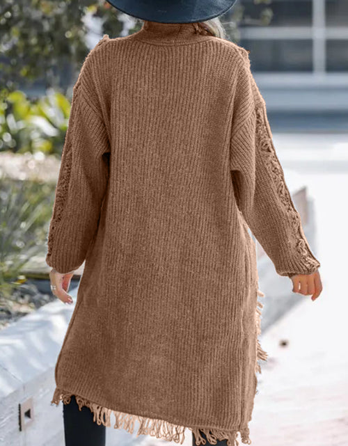 Load image into Gallery viewer, Fringe Open Front Long Sleeve Cardigan
