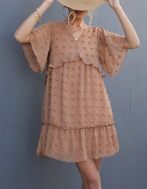 Load image into Gallery viewer, Swiss Dot V-Neck Flutter Sleeve Mini Dress
