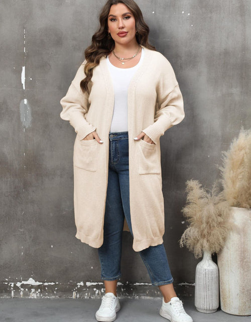 Load image into Gallery viewer, Plus Size Long Sleeve Pocketed Cardigan
