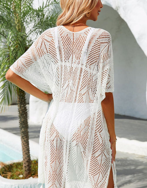 Load image into Gallery viewer, Side Slit Tassel Openwork Cover-Up Dress by Faz
