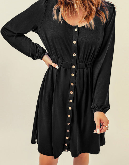 Load image into Gallery viewer, Julianna Button Up High Waist Long Sleeve Dress. by Poppy Lee Lane
