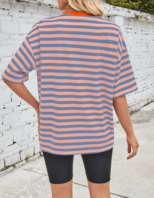 Load image into Gallery viewer, Lovelet Striped Round Neck Half Sleeve T-Shirt

