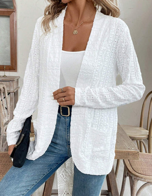 Load image into Gallery viewer, Pocketed Eyelet Open Front Cover Up
