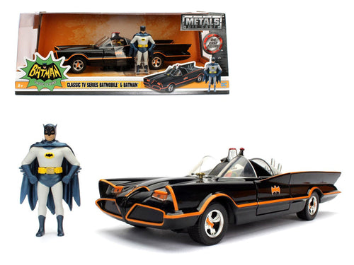 Load image into Gallery viewer, 1966 Classic TV Series Batmobile with Diecast Batman and Plastic Robin in the car 1/24 Diecast Model Car by Jada
