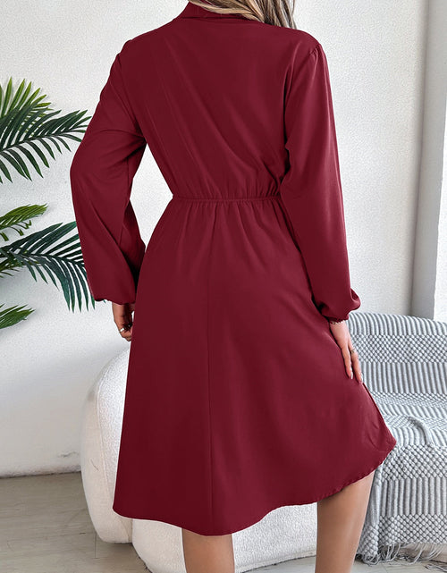 Load image into Gallery viewer, Collared Neck Long Sleeve Dress with Pockets
