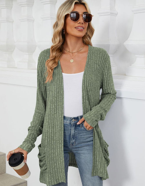 Load image into Gallery viewer, Pocketed Open Front Long Sleeve Cardigan
