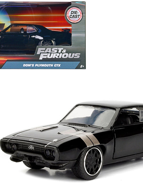 Load image into Gallery viewer, Dom's Plymouth GTX Black with Silver Stripes Fast &amp; Furious F8 "The Fate of the Furious" Movie 1/32 Diecast Model Car by Jada
