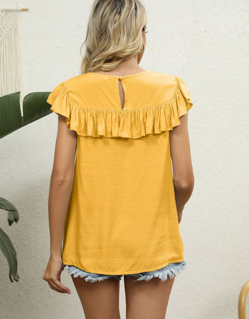 Load image into Gallery viewer, Spliced Lace Ruffled Blouse
