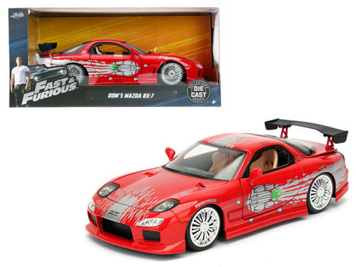 Load image into Gallery viewer, Dom's Mazda RX-7 Red with Graphics "Fast &amp; Furious" Movie 1/24 Diecast Model Car by Jada
